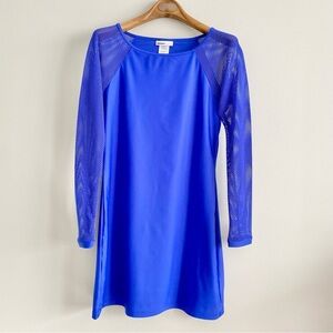 DKNY Swim Blue Long Sleeve Mesh Dress Coverup Size Large